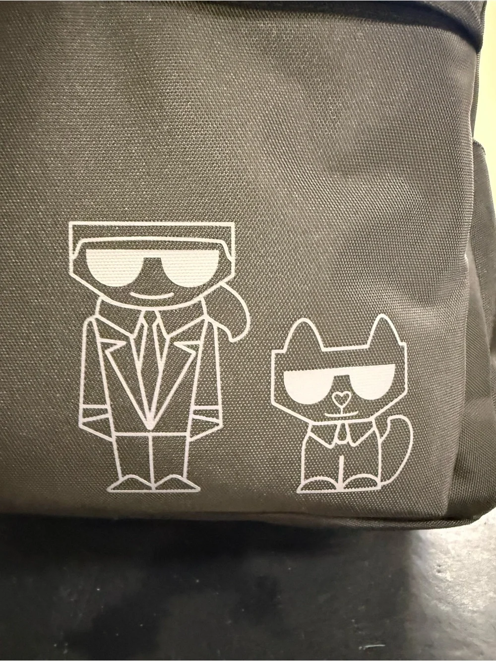 Karl Lagerfeld Black Backpack with Icon Graphic NWT Kitty Karl